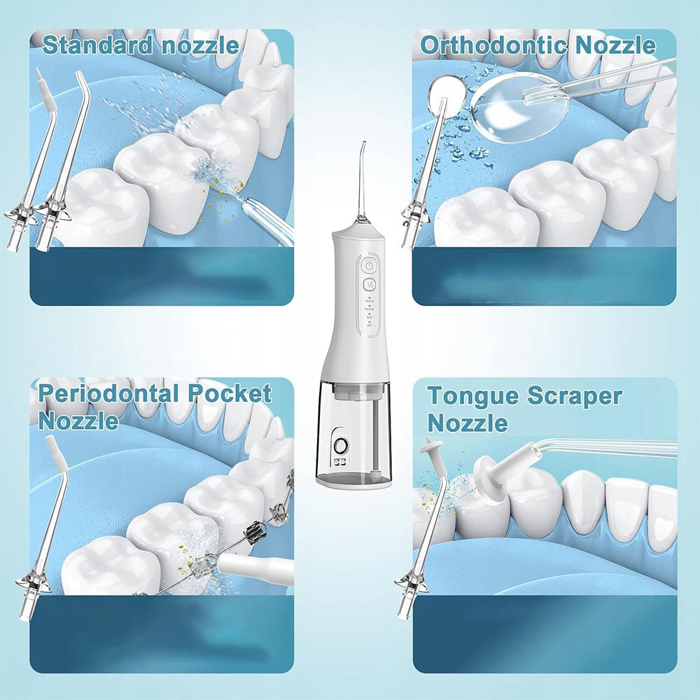 Dental Rinser 4 Operating Modes 6 Nozzles Electric Rinser 300ml Power supply rechargeable battery