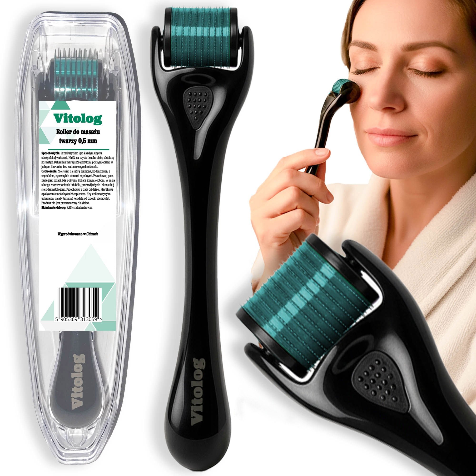 Derma Roller Mesotherapy Microneedle Face Massager Beard Body 0,5 mm