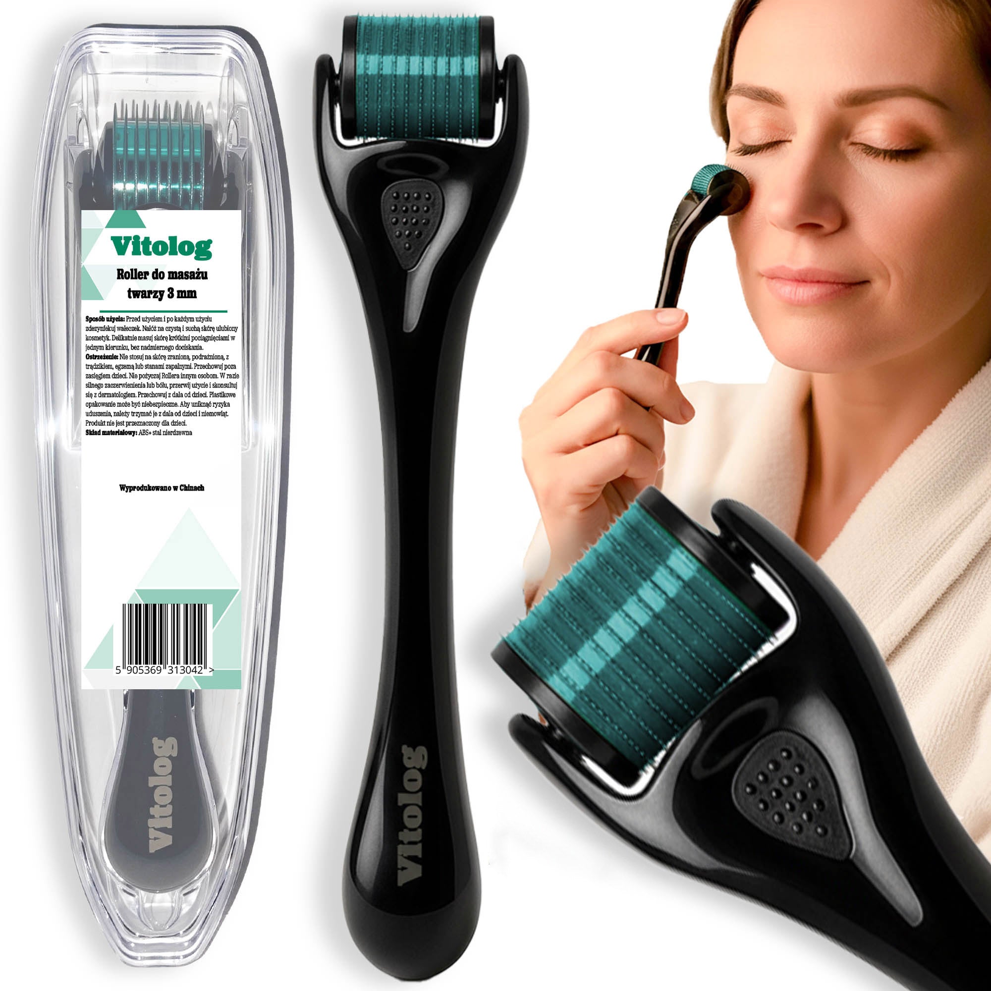 Derma Roller Mesotherapy Microneedle Face Massager Beard Body 3 mm