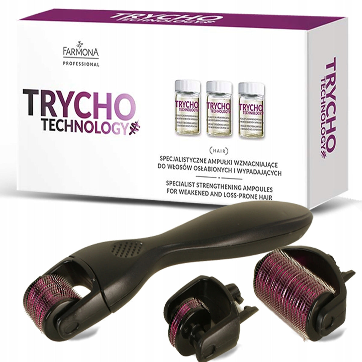 Derma roller needle mesotherapy + 5 ampoules Farmona Tricho Hair Loss