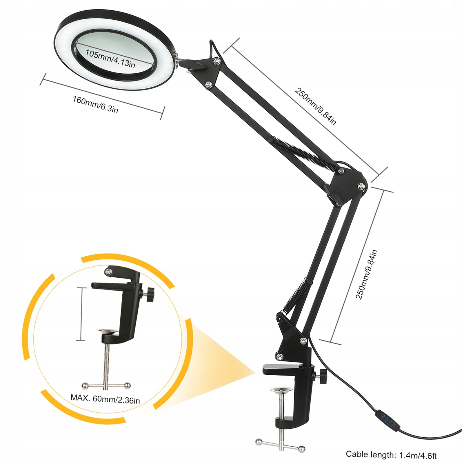 Dermatological cosmetic lamp with magnifying glass adjustment for eyelashes, LED nails Brand Ultramedic