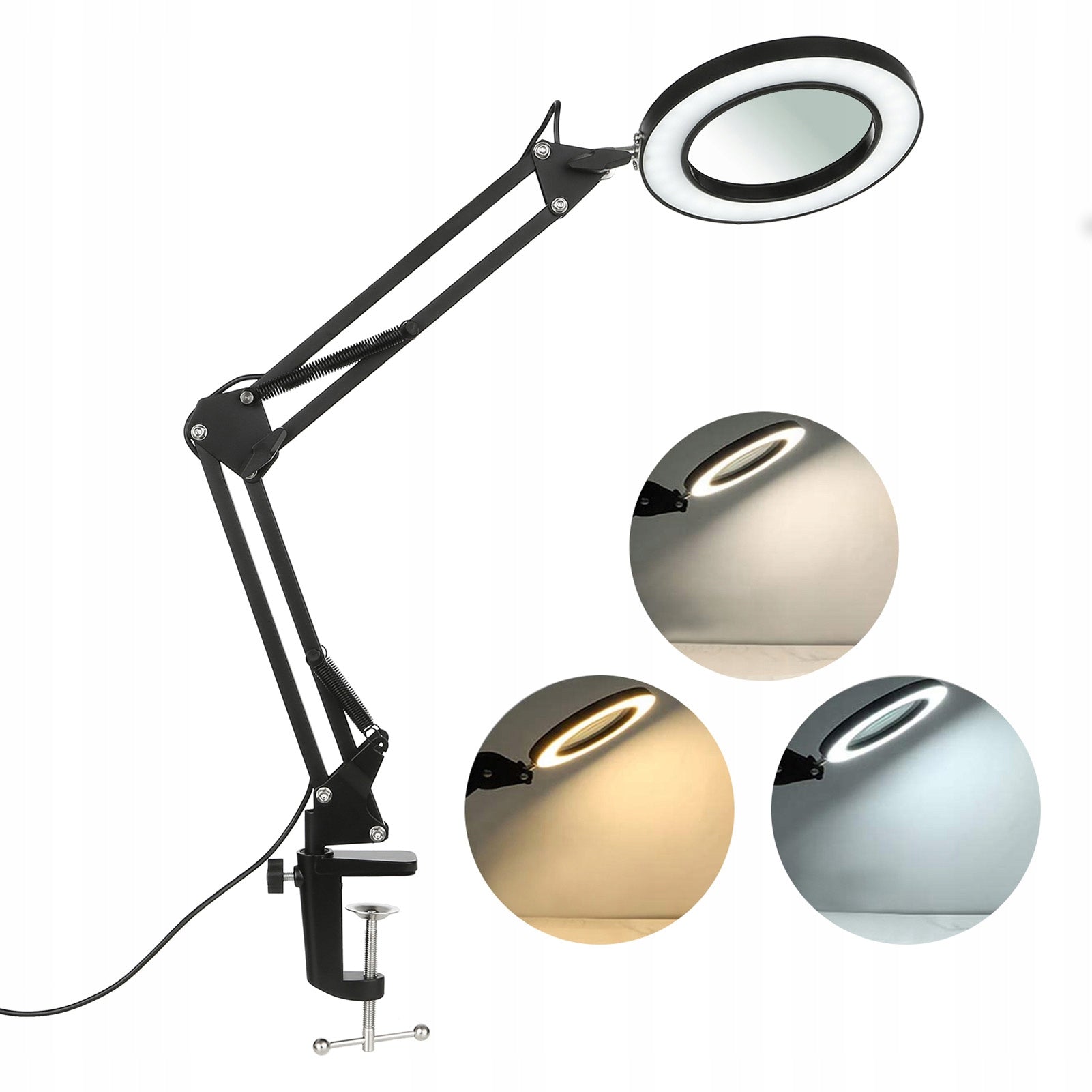 Dermatological cosmetic lamp with magnifying glass adjustment for eyelashes, LED nails