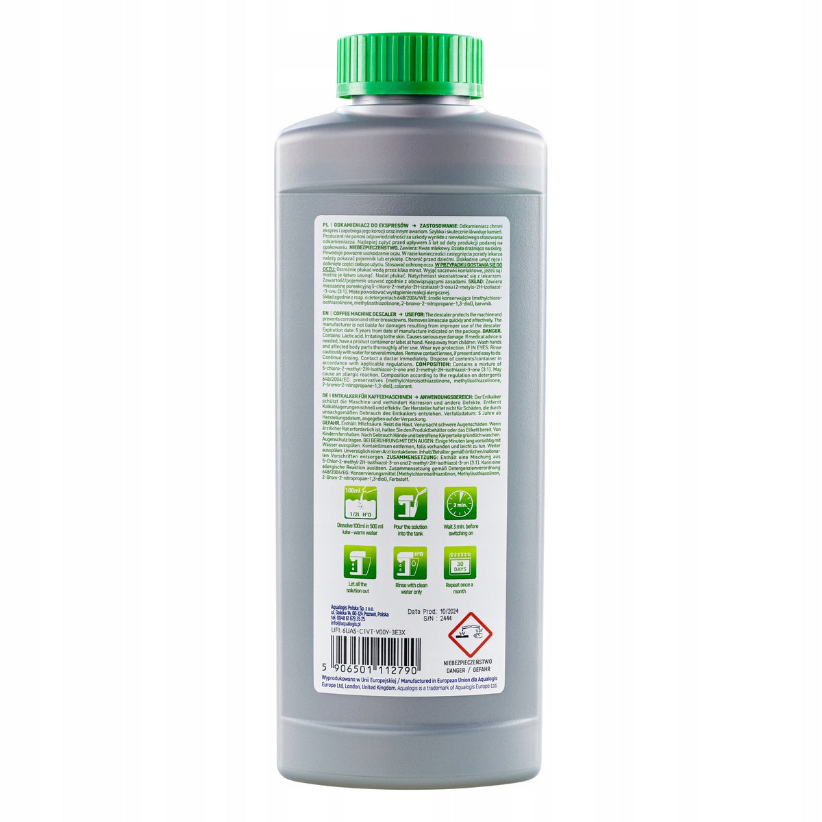 Descaler Aqualogis Verde 500ml Descaler Concentrate for Espresso Machines Brand Aqualogis
