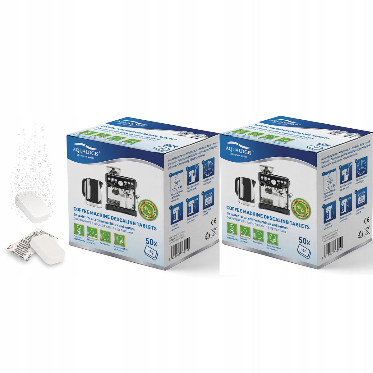 Descaler For Espresso Machine - Aqualogis Decalc - 50 tablets - set of 2