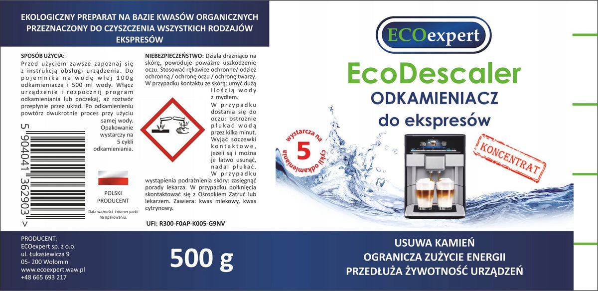 Descaler for Expresses ECOexpert EcoDescaler 500 ml EKO concentrate Manufacturer code EcoDescaler