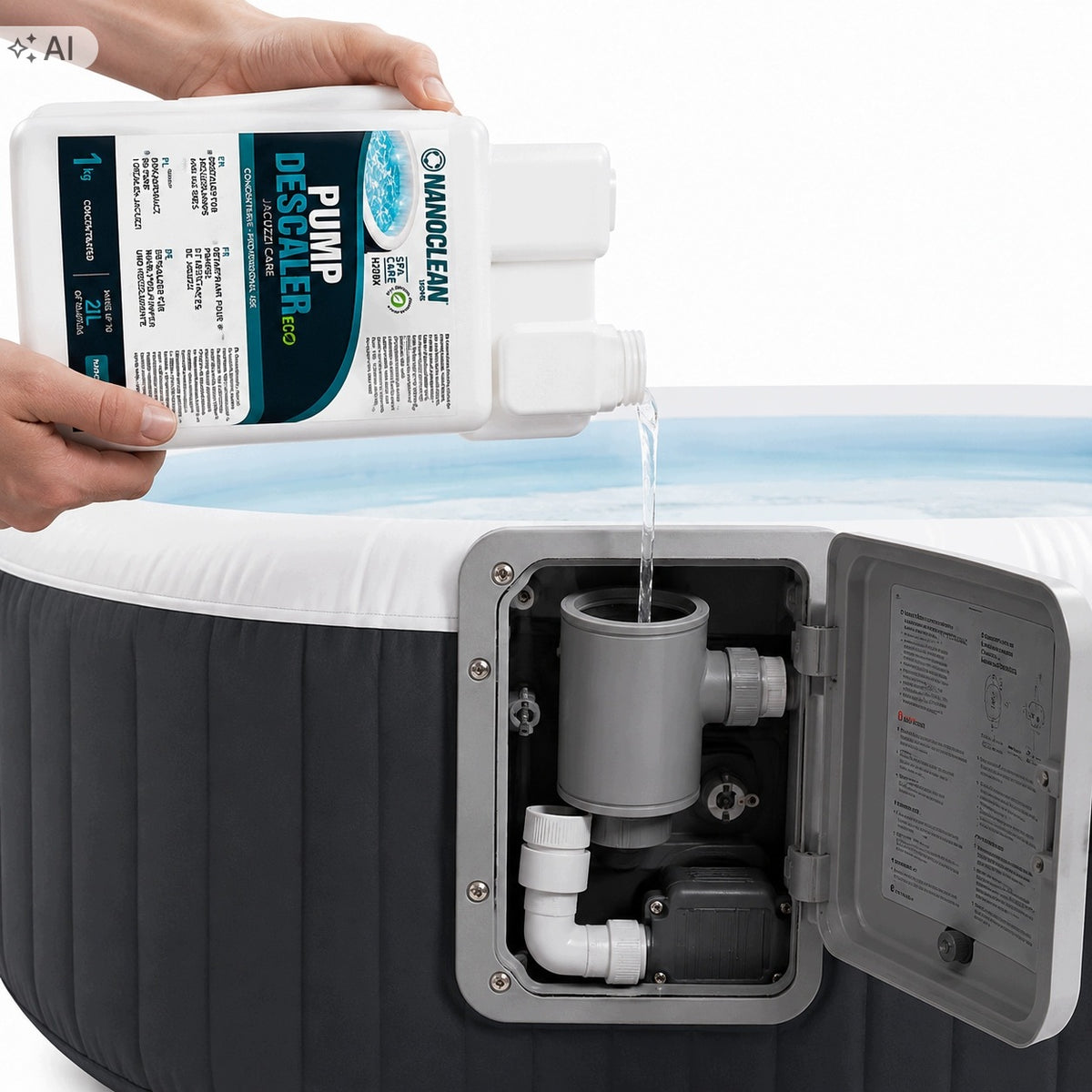 Descaler for Jacuzzi SPA Heater Pumps Installation CONCENTRATE NanoClean Packaging status original