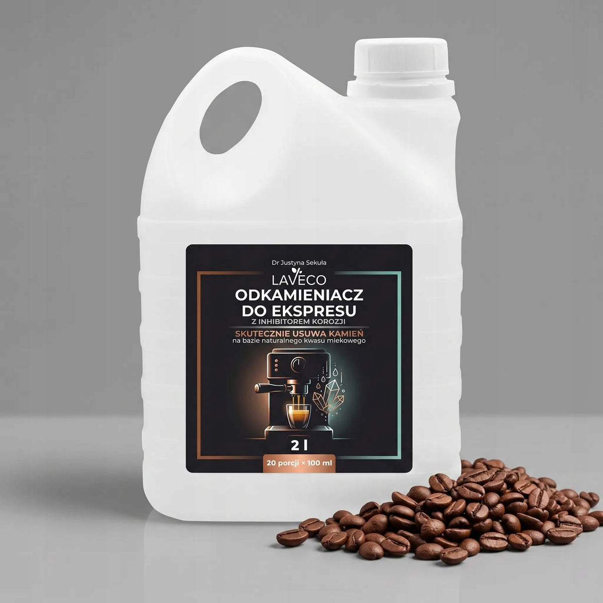 Descaler for coffee machines with 100% natural lactic acid