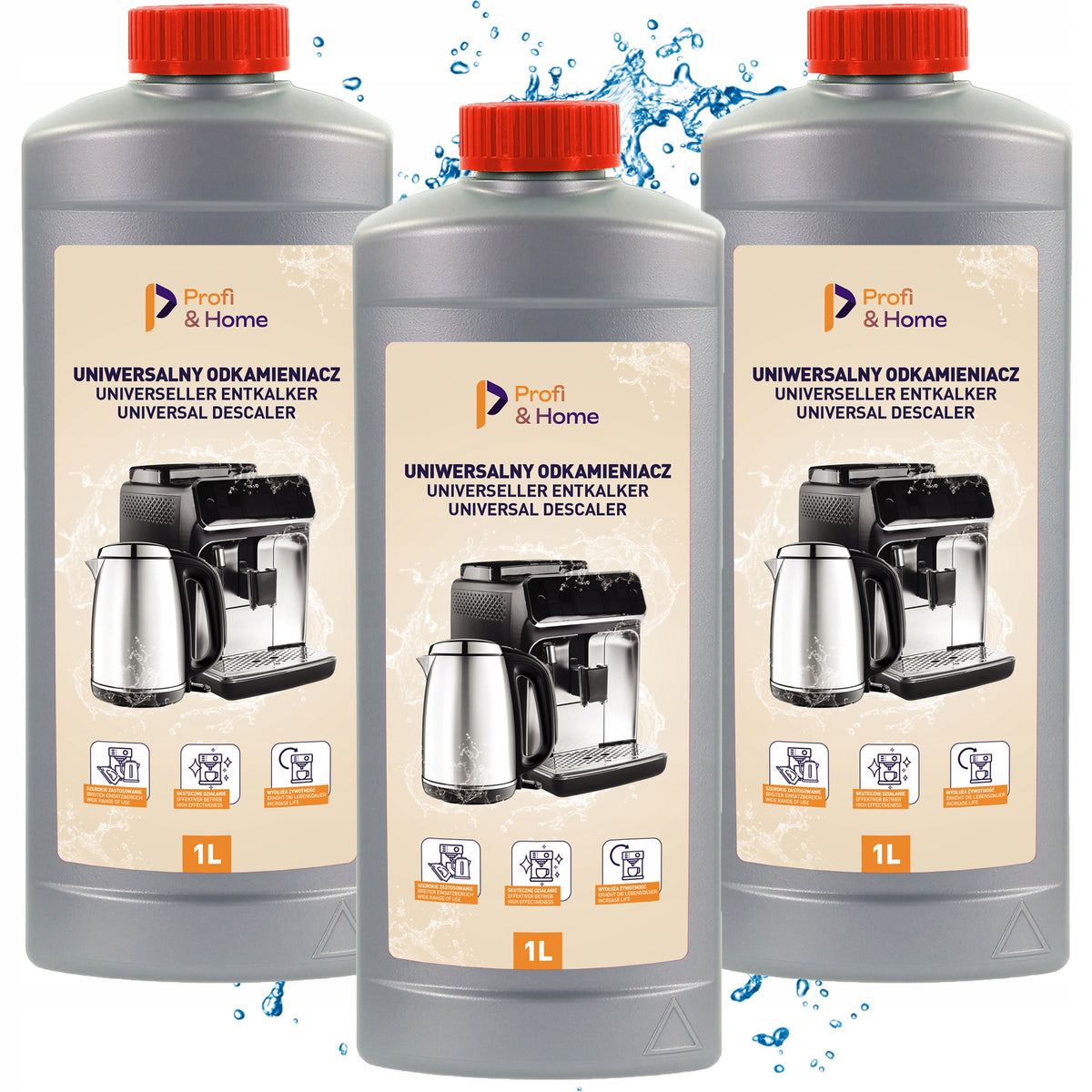 Descaler for espresso machine 3 x 1L Profi&Home UNIVERSAL descaling liquid