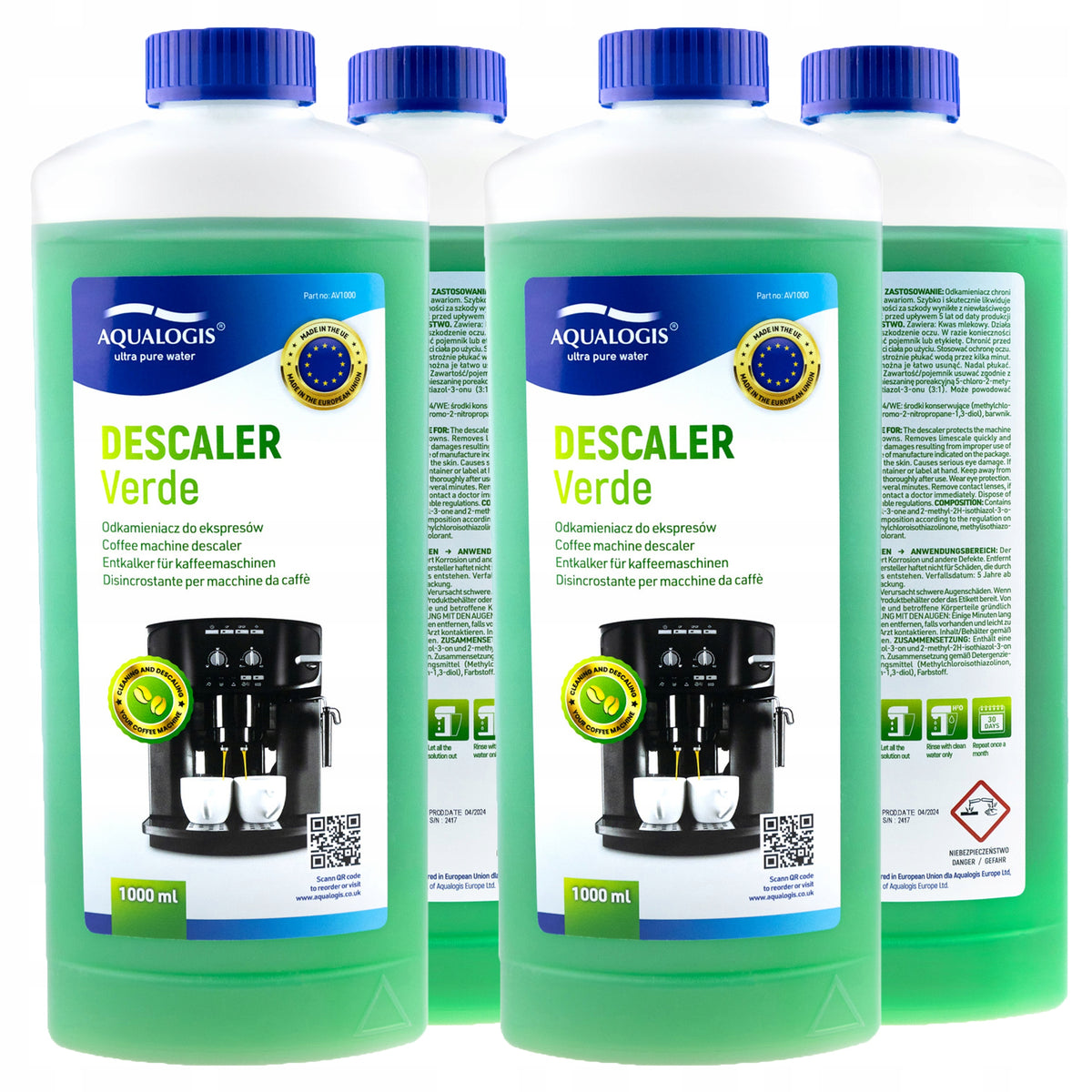 Descaler for machine UNIVERSAL liquid LARGE - 2x 1000ml VERDE 2x 1L