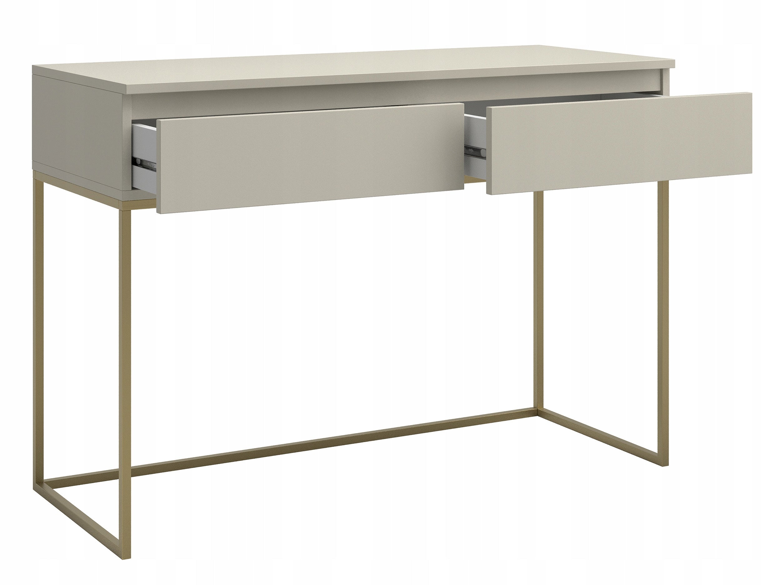 Desk/Dressing Table Bemmi with drawers grey-beige with gold legs Finish matte