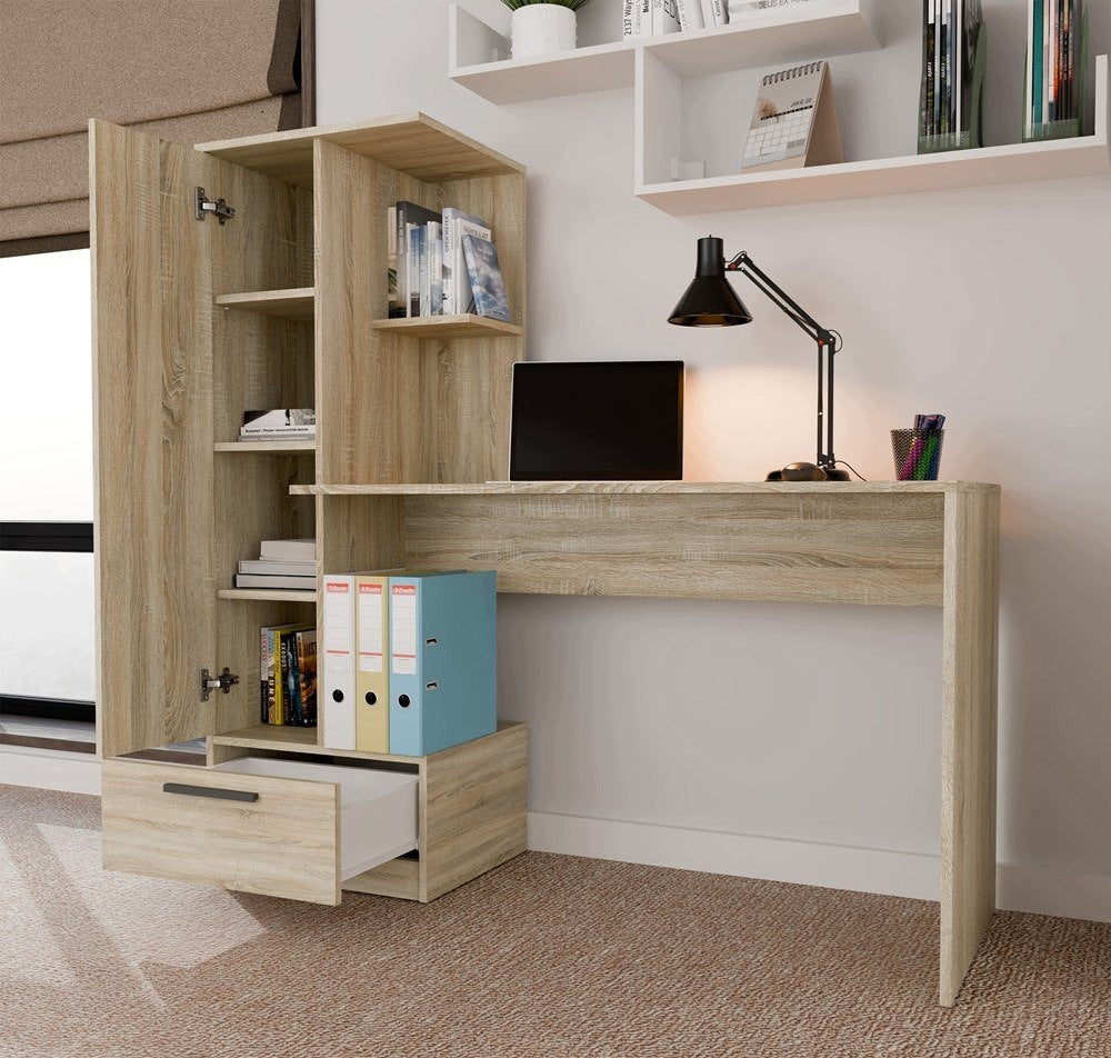 Desk With Bookcase Set 143 Cm Oak Sonoma Desk Youth Drawer Shelves Manufacturer code Biurko Zestaw Regał