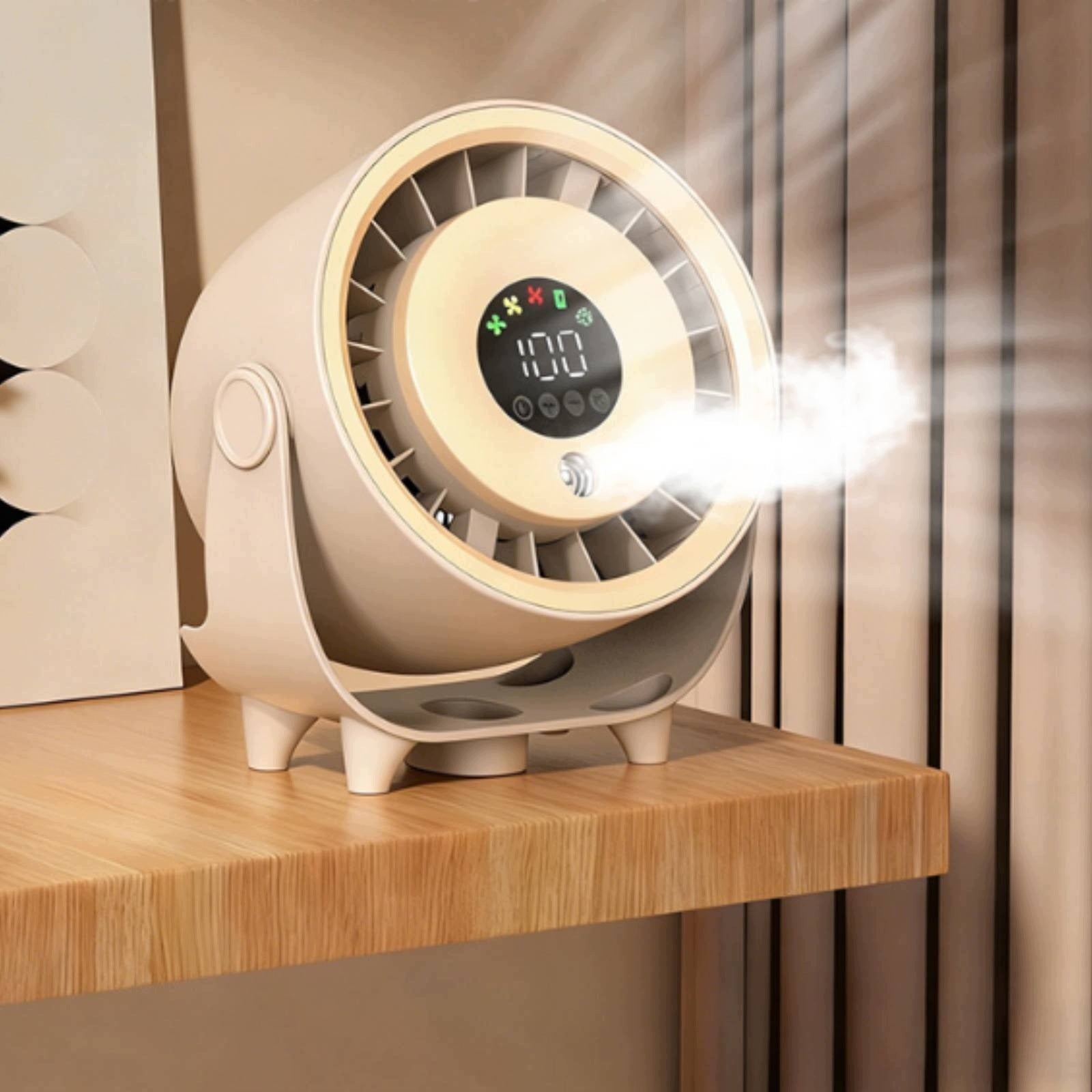 Desktop Misting Fan Compact for Bedroom, Kitchen, Office Workers, Students Packaging status original