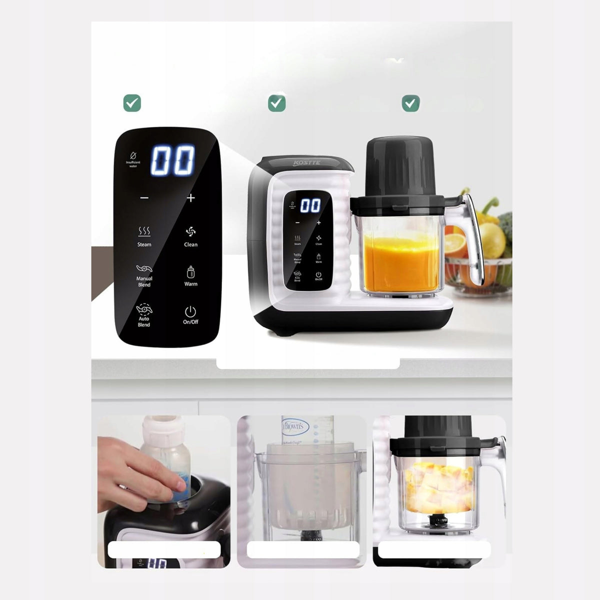 Device Robot for Cooking for Children KOSTTE Sterilizer Heater HD Manufacturer code Gotowanie Parowar Blender Sterylizator
