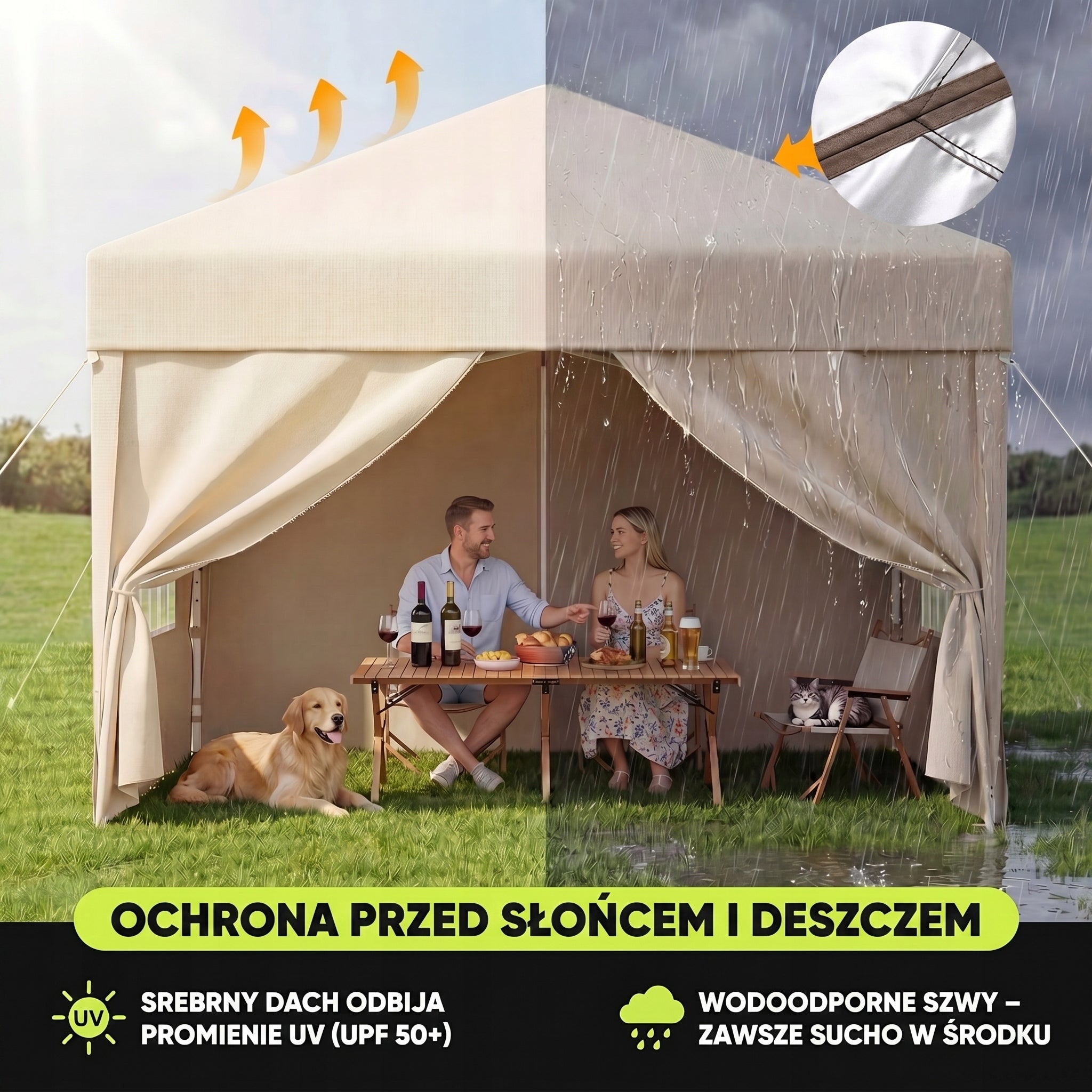 Devoko Namiot 3x3 m kempingowy, imprezowy, ogrodowy i wystawienniczy beżowy Manufacturer Devoko