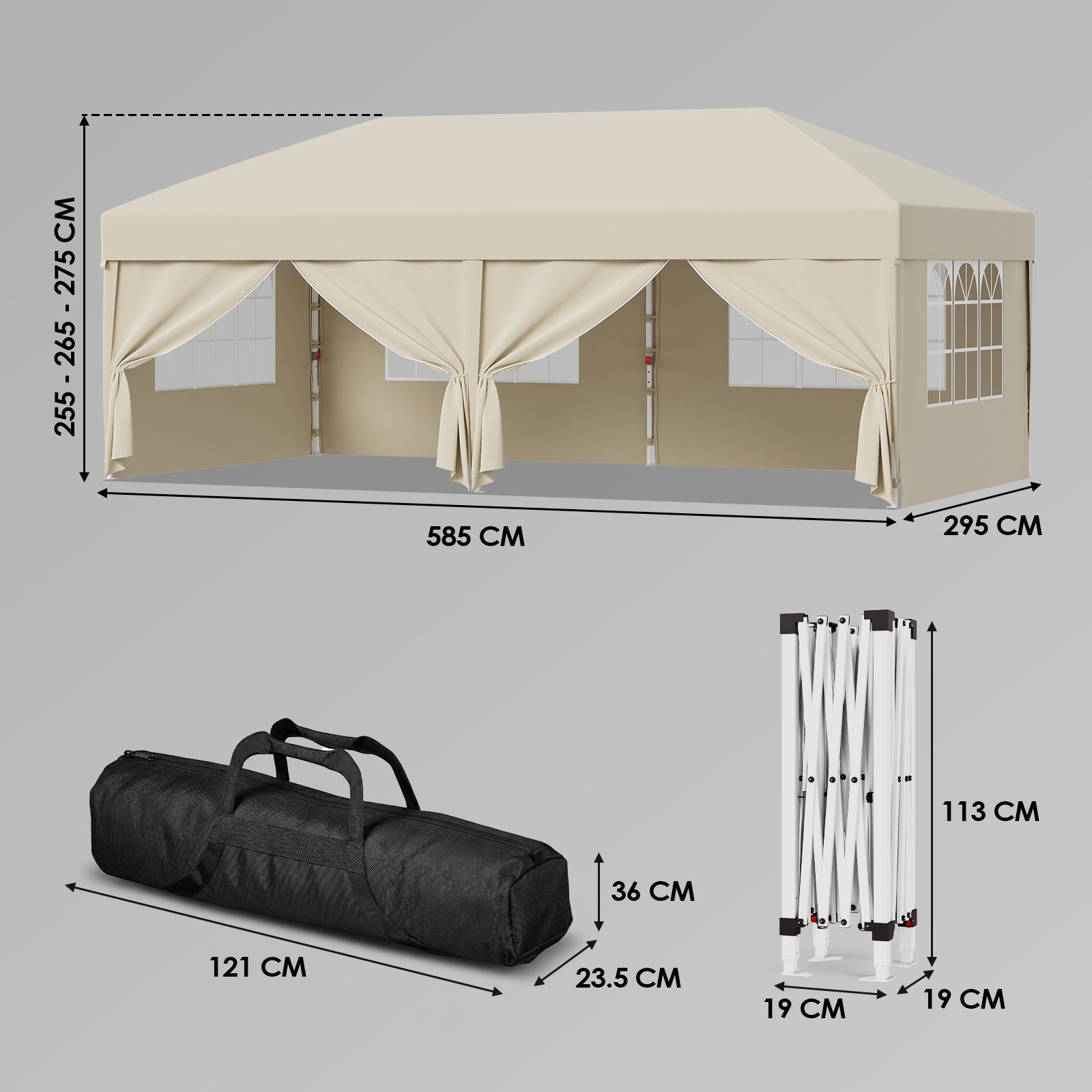 Devoko Namiot 3x6m kempingowy, imprezowy, ogrodowy i wystawienniczy beżowy Packaging status original