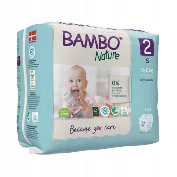Diapers Bambo Nature 2Mini 3-6kg for Newborn Breathable Premium 30pcs Brand Bambo Nature