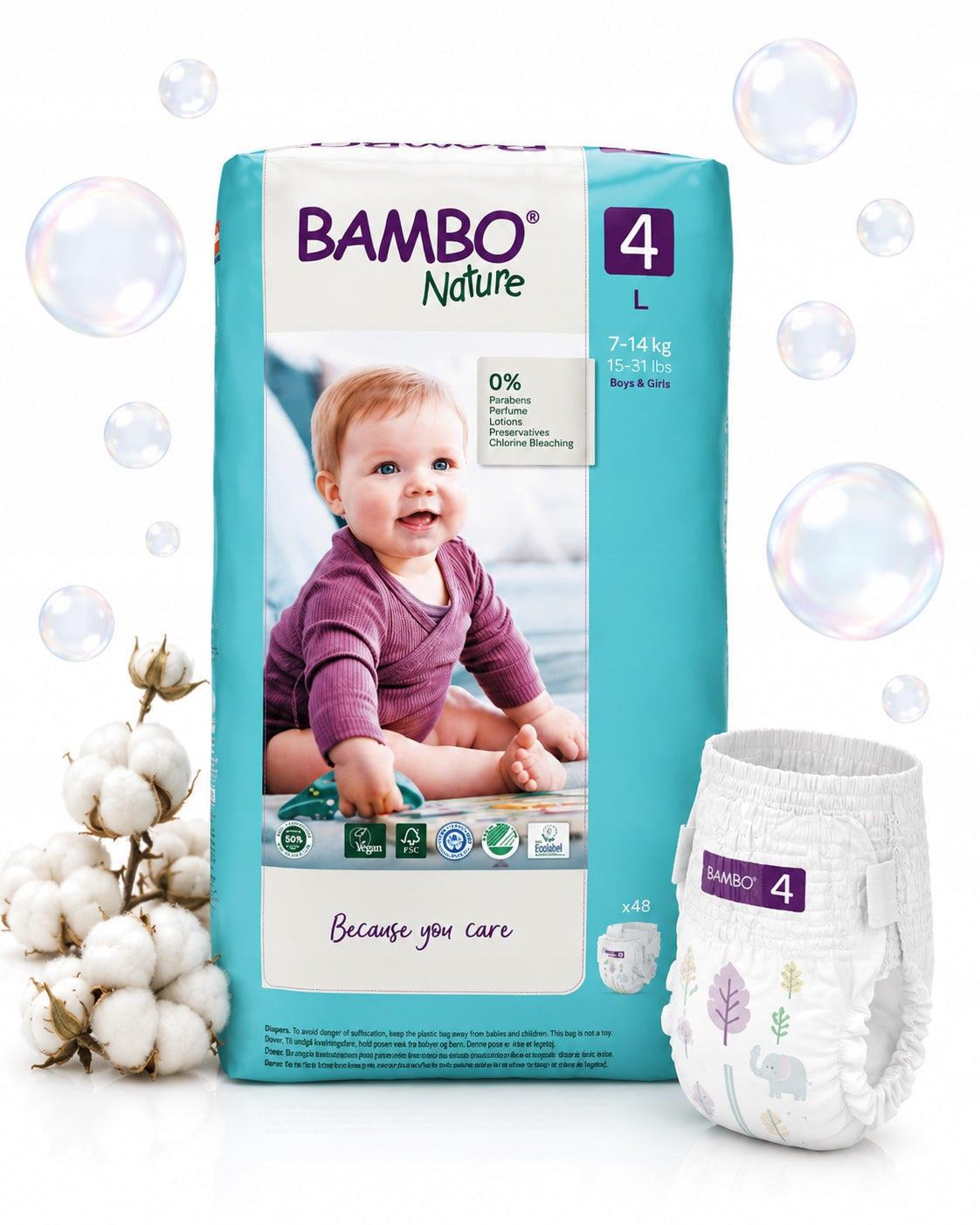 Diapers Bambo Nature 4 7-14kg 48pcs PAMPERS Breathable Premium Diapers