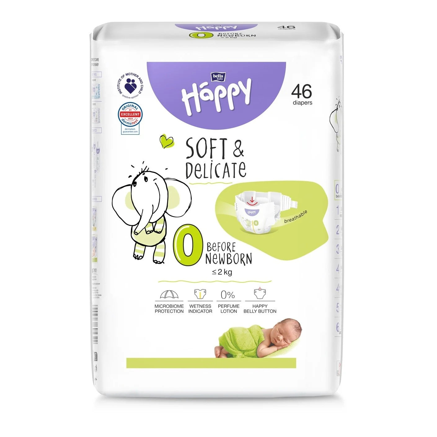 Diapers Bella Baby Happy 0 Newborn Size 0 46 pcs. for premature babies