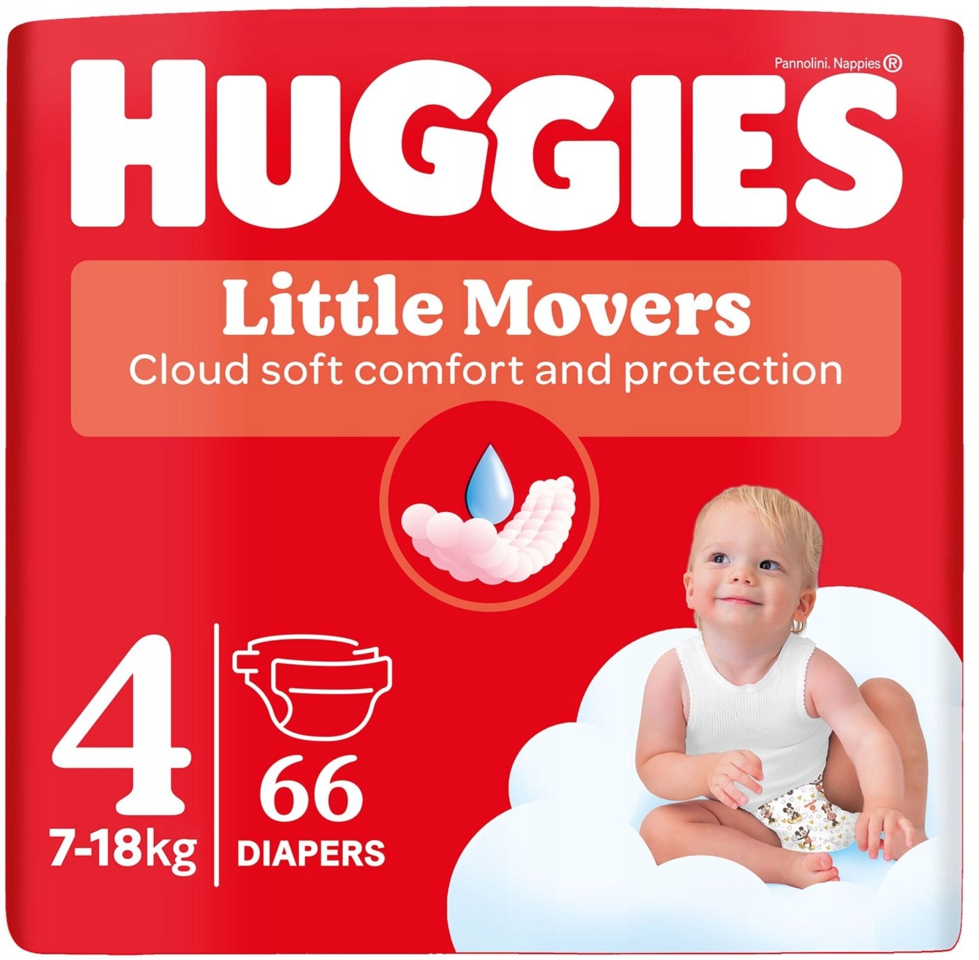 Diapers HUGGIES Little Movers Mega Pack 4 7-18kg (66 pcs) Diapers type disposable