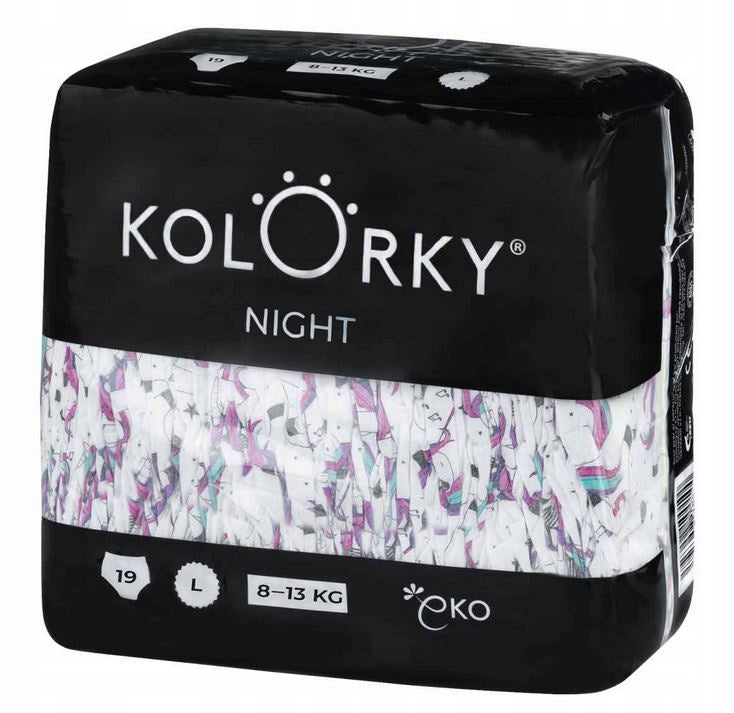 Diapers Kolorky NIGHT L 8-13kg 19pcs EKO - for safe sleep of your little one