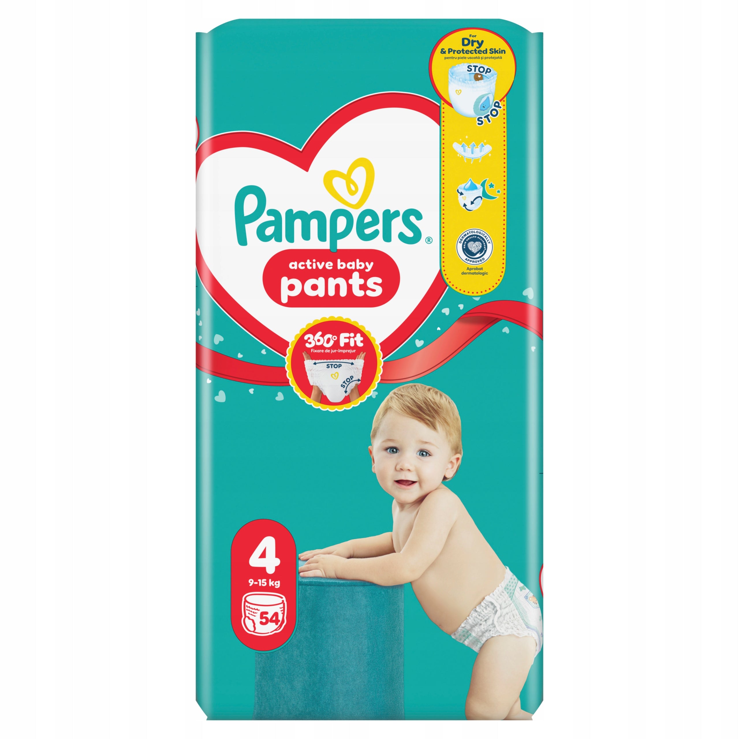 Diapers Pampers Active Baby Size 4, 54 pcs, 9kg-15kg Packaging status original