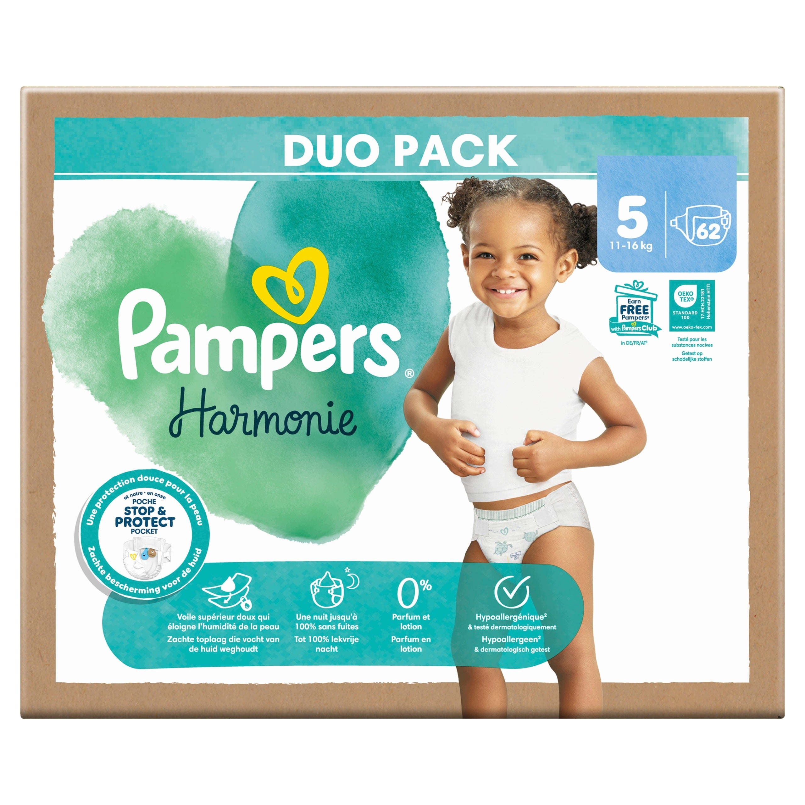 Diapers Pampers Harmonie Size 5 62 pcs. Packaging status original