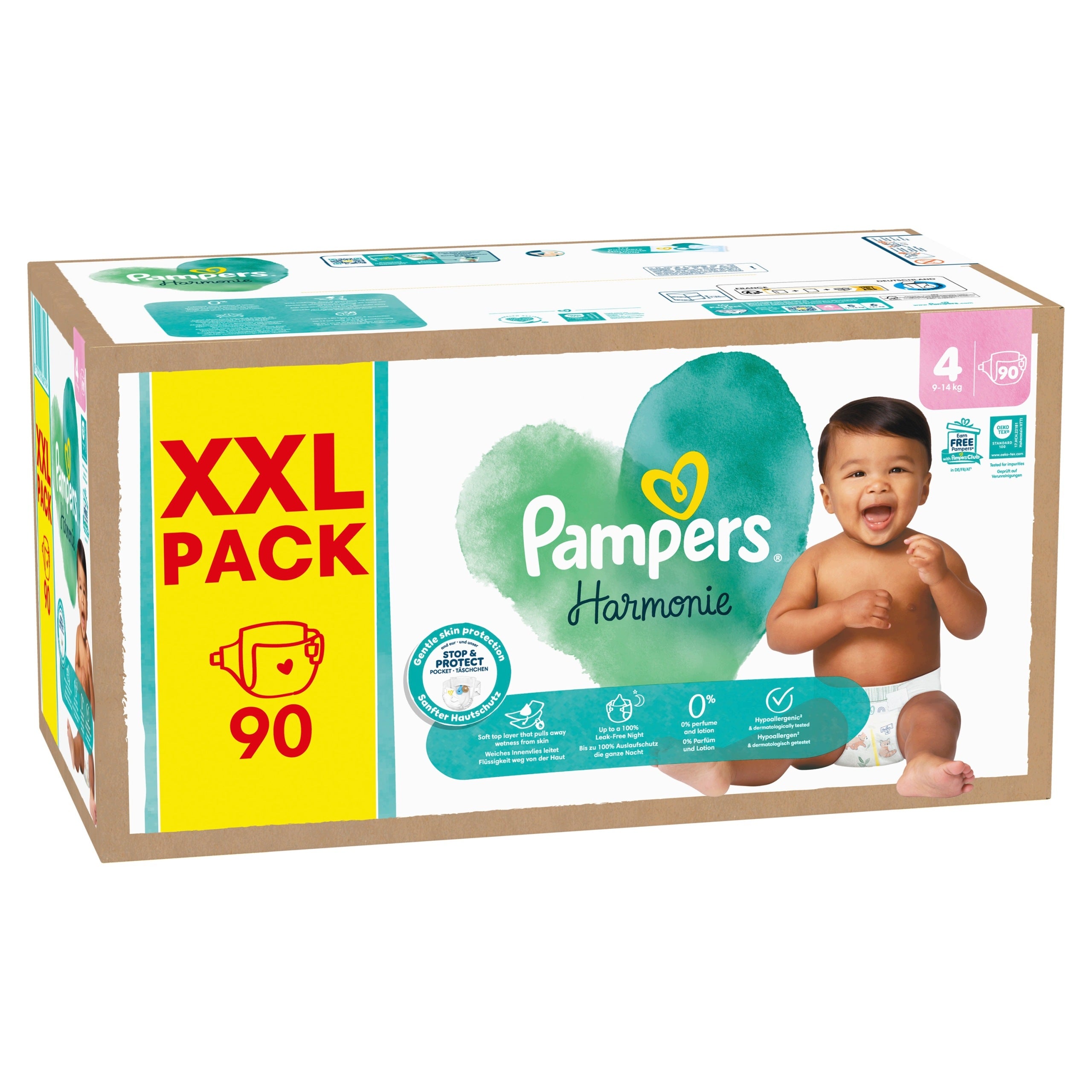 Diapers Pampers Harmonie size 4 90 pcs XXL Pack Packaging status original