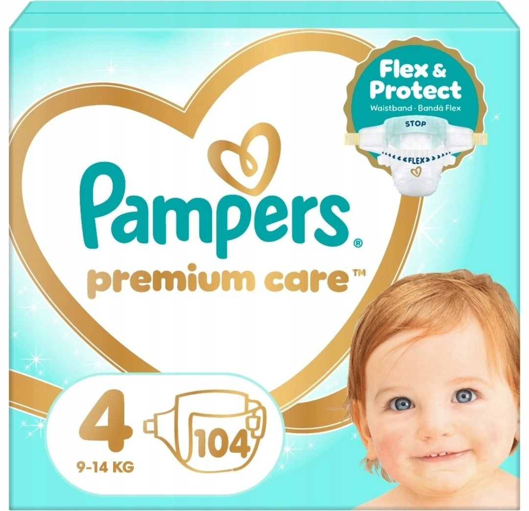 Diapers Pampers Premium Care size. 4, 9-14 kg, 104 pcs_FLEX & Protect Manufacturer code 81689715
