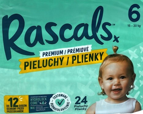 Diapers Rascals Premium 6 / 15-20 kg / 24pcs