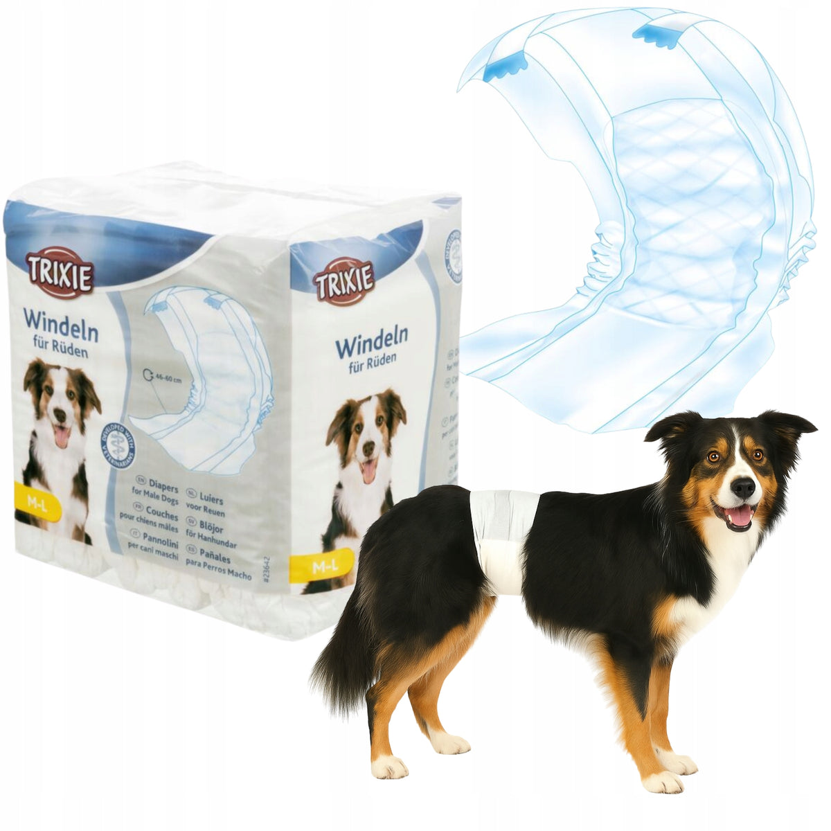 Diapers for dogs, M-L: 46-60 cm, 12 pcs/pack