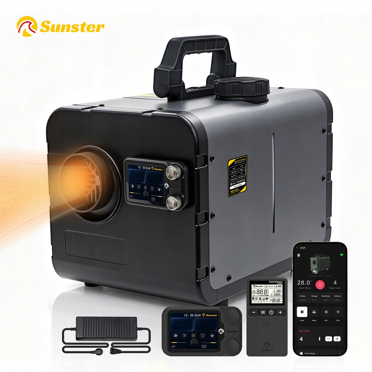 Diesel Parking Heater 8kW 12V 24V WiFi Bluetooth Remote Control CO Sensor Packaging status original