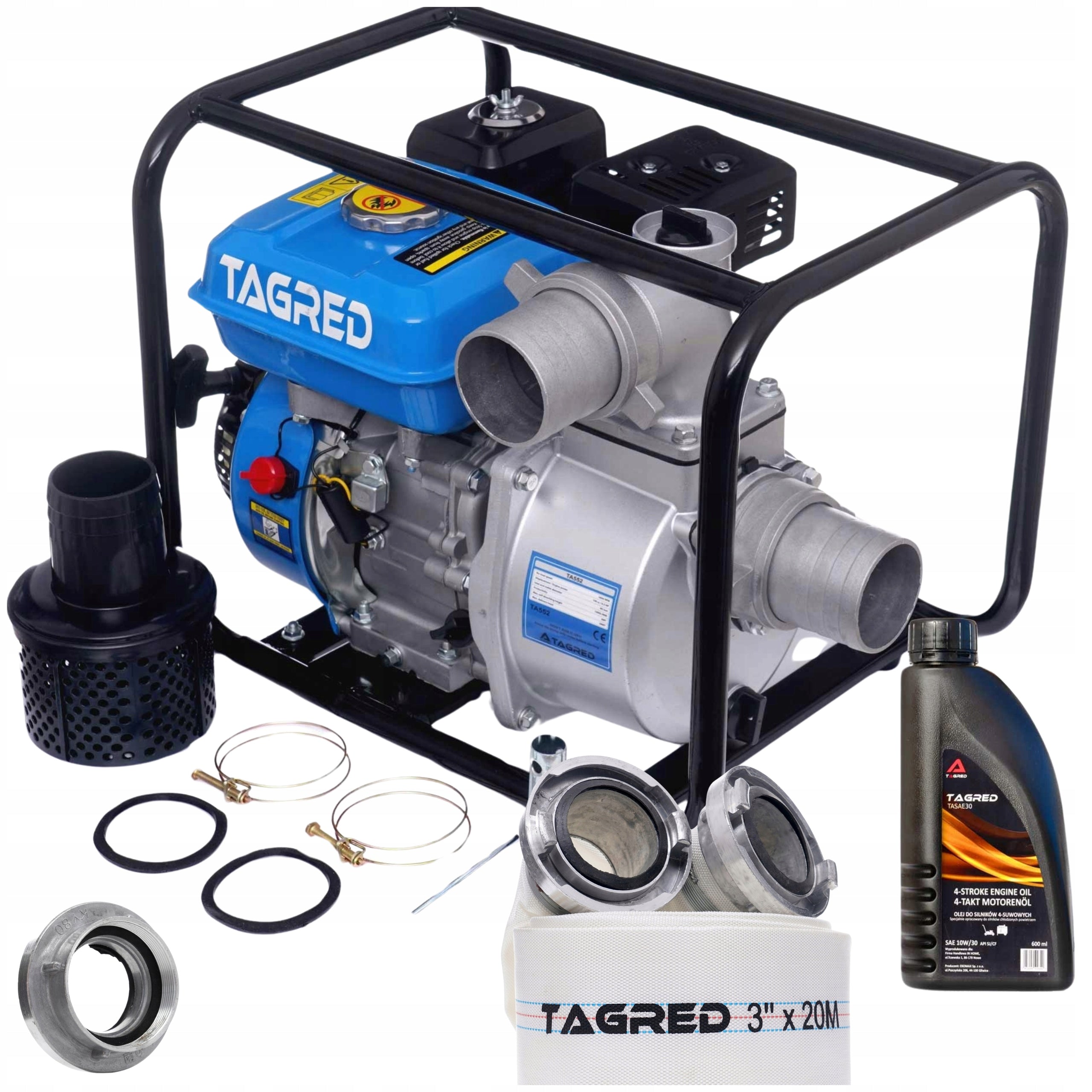 Diesel pump 3" water pump 7,5HP /5500W 60000 l/h + HOSE 3" 20m