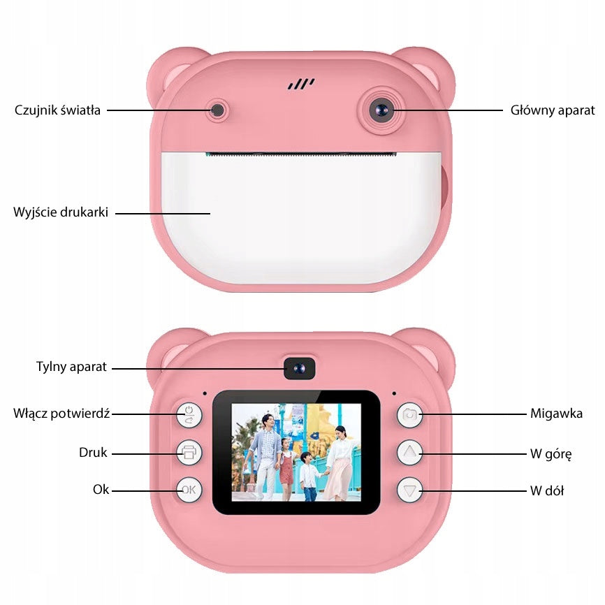 Digital Camera with InstantPrint Printer Fast Thermal Printing Pink Packaging status original
