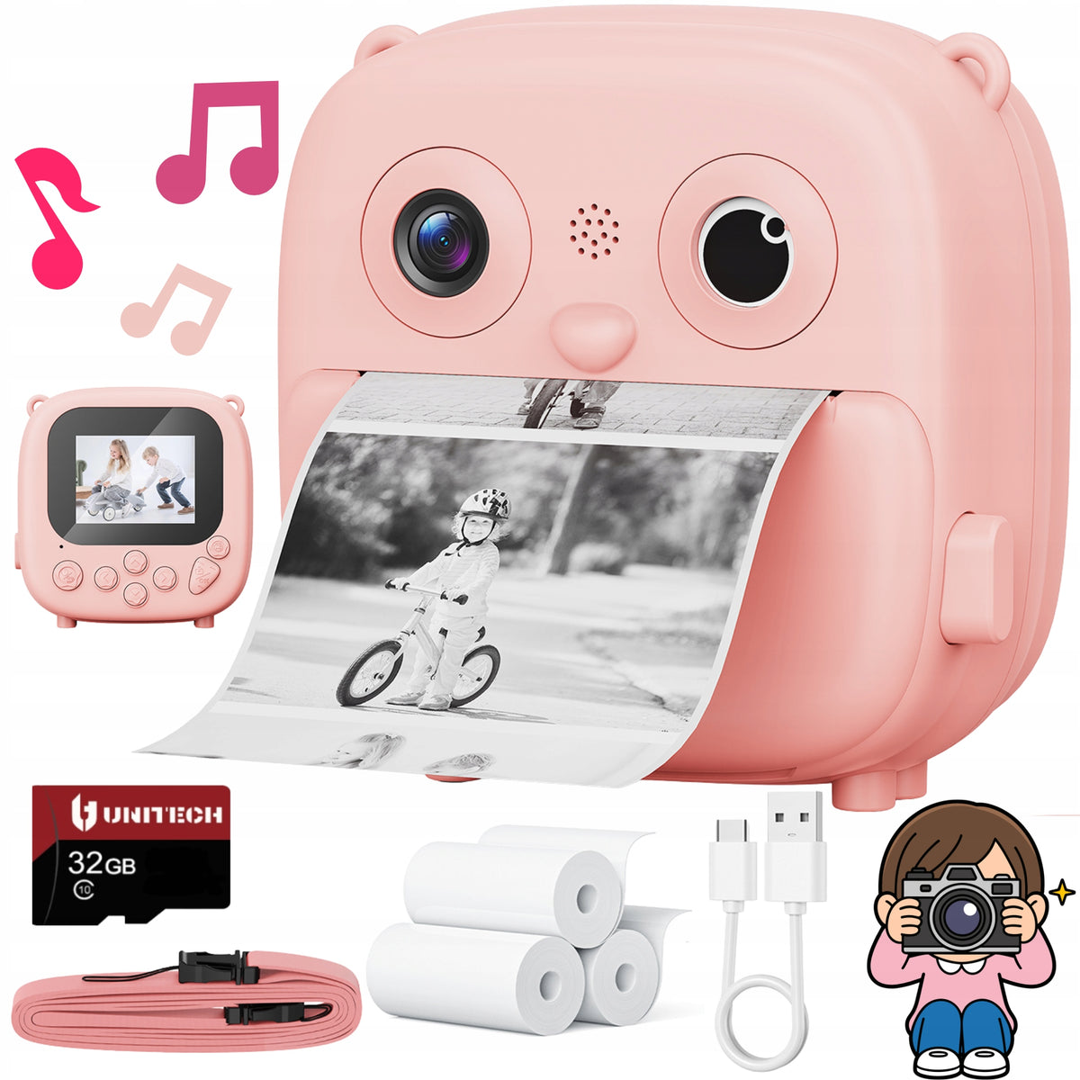 Digital Instant Camera for Kids with NP060P Photo Printing Function