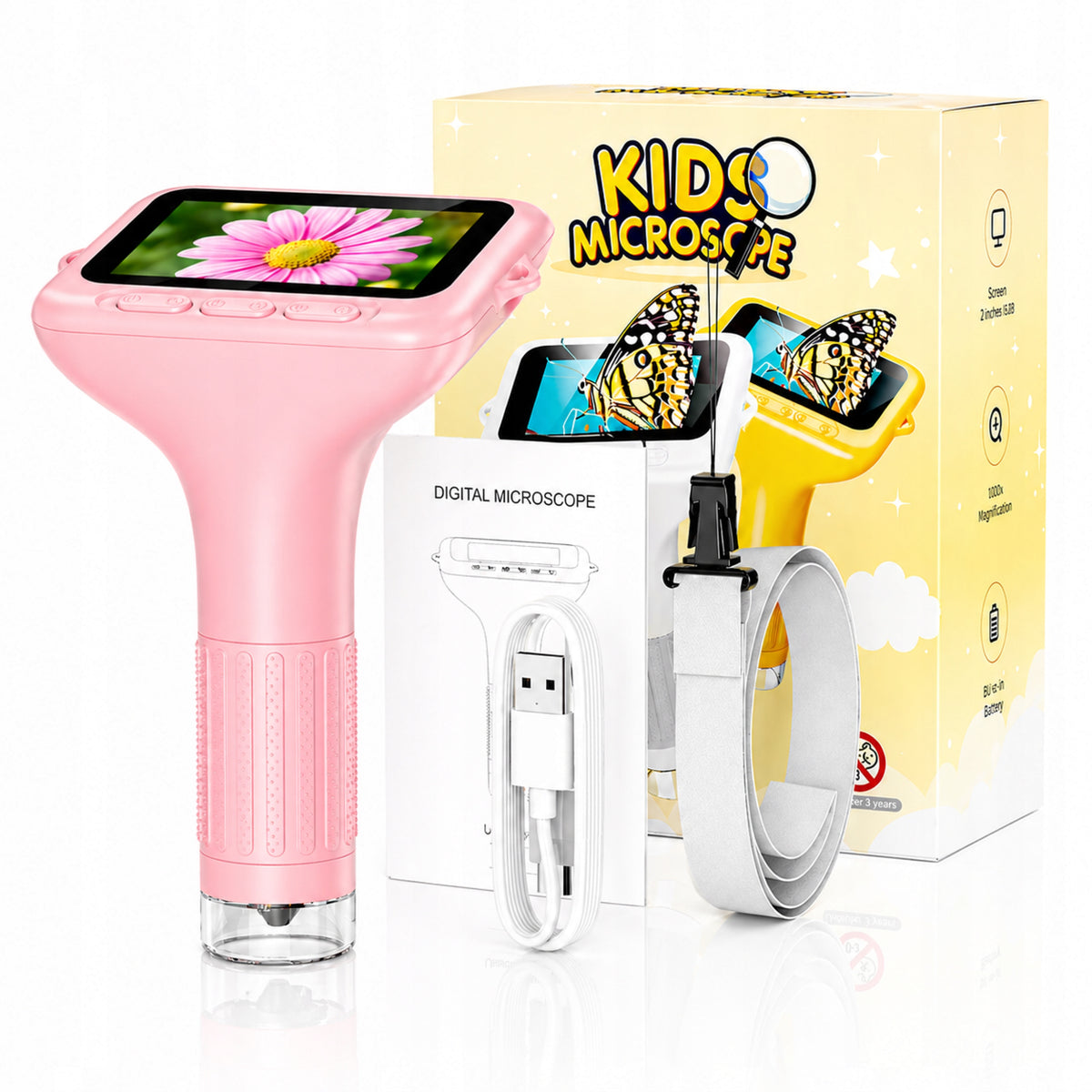 Digital LED Portable Microscope 1000X 3" HD LCD Screen 2MP For Kids Manufacturer code MIK09
