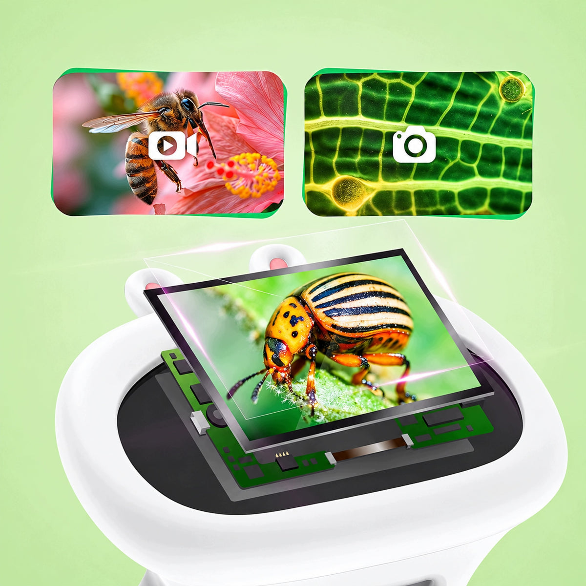 Digital Pocket Microscope for Kids Educational Toy 1000x LED LCD Manufacturer code 372 biały