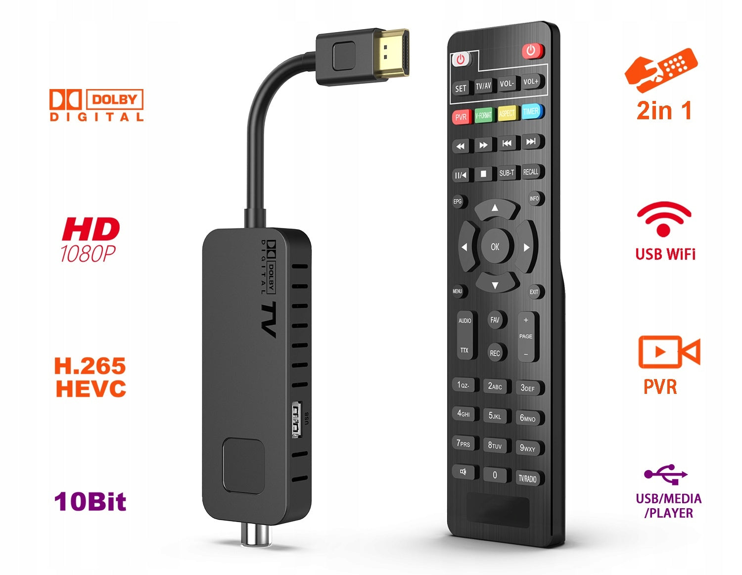 Digital TV decoder tuner HD DVB-T2 HDMI H.265 HEVC EAN (GTIN) 5905143017692