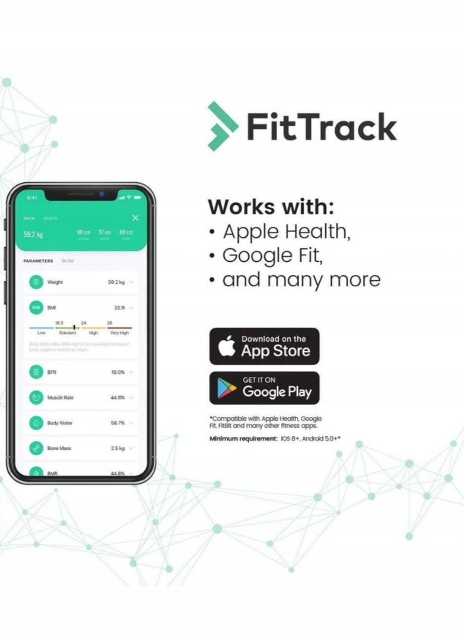 Digital bathroom scale FitTrack Dara iOS AND ANDROID 180kg analytical Brand FitTrack