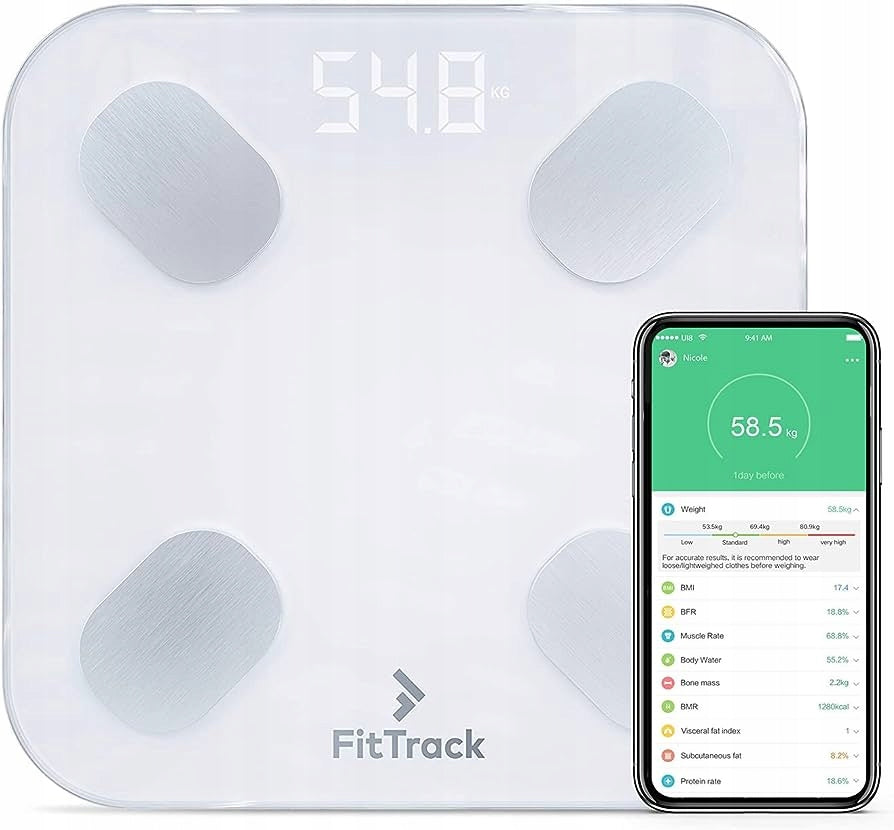 Digital bathroom scale FitTrack Dara iOS AND ANDROID 180kg analytical