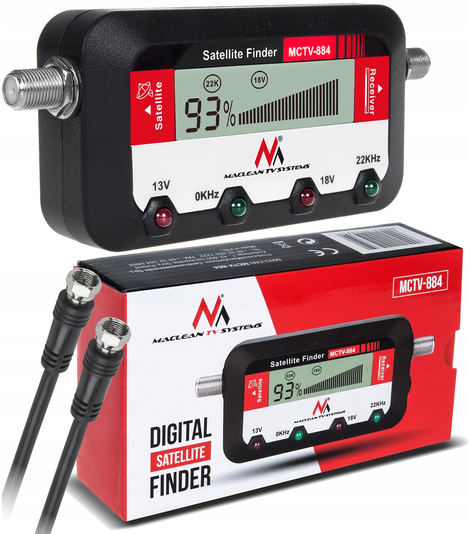 Digital satellite signal meter SAT + CABLE Maclean MCTV-884 LCD