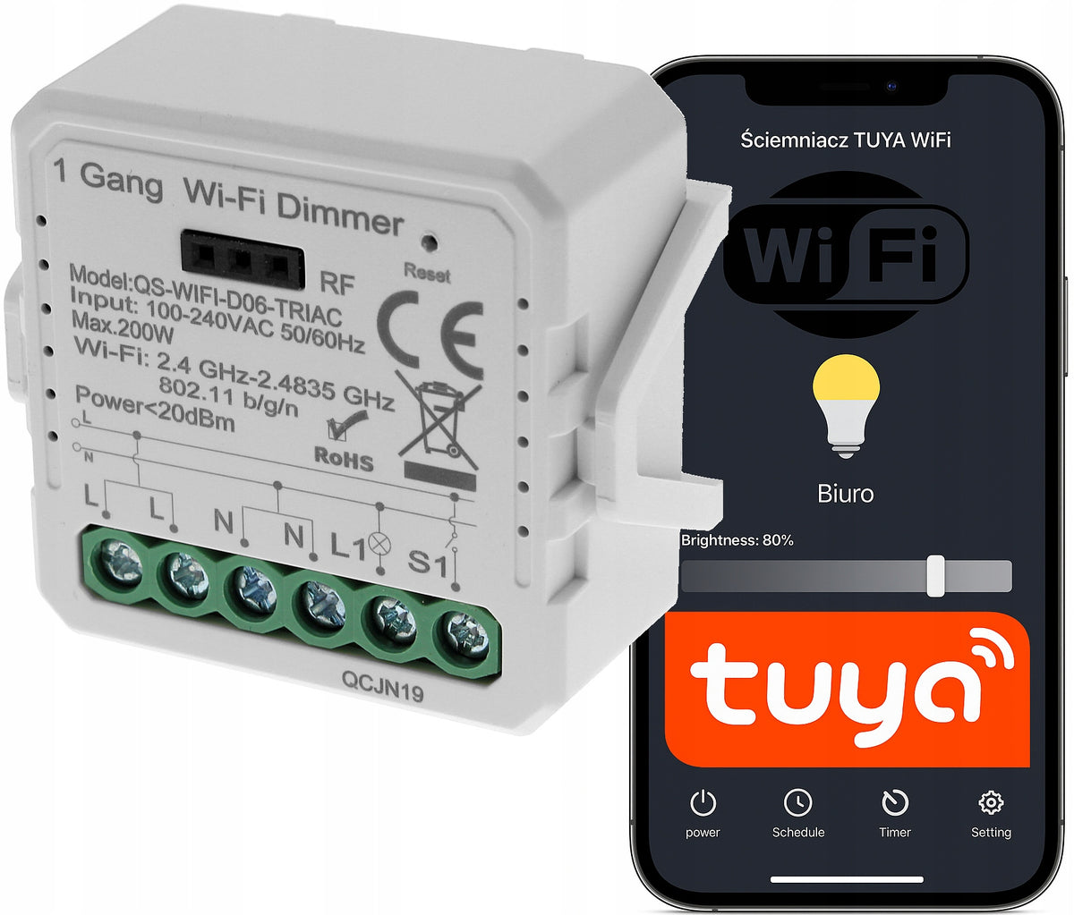 Dimmer 1 Channel Switch For LED Bulb Light 230V WIFI TUYA Smart