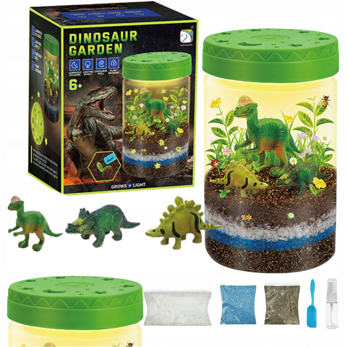 Dino Garden Terrarium Projector with Dinosaurs LED Plant Light Packaging status original