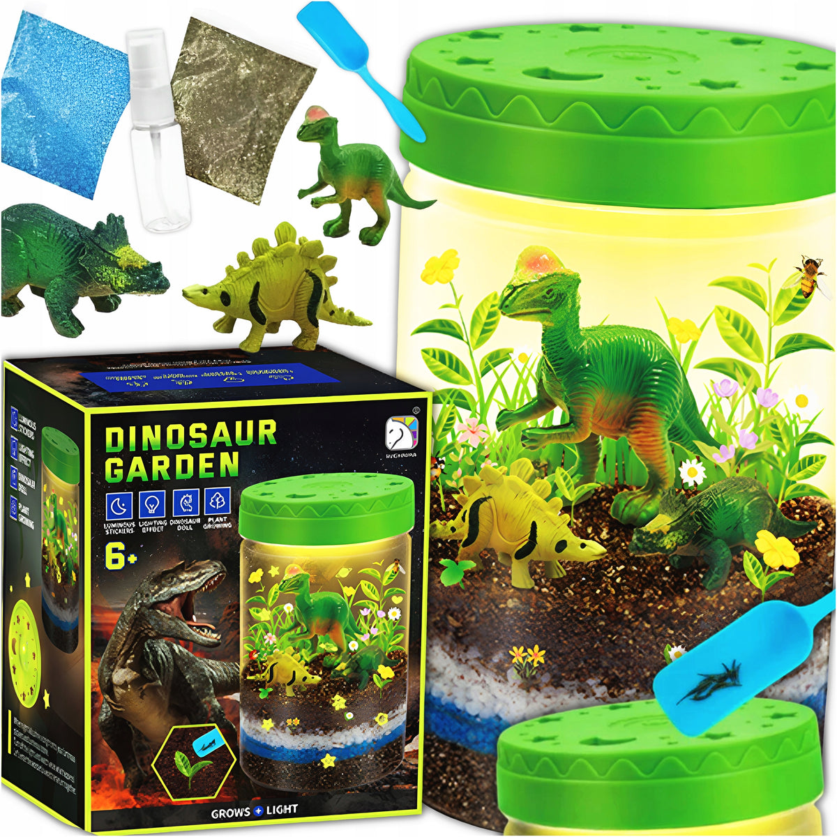 Dino Garden Terrarium Projector with Dinosaurs LED Plant Light