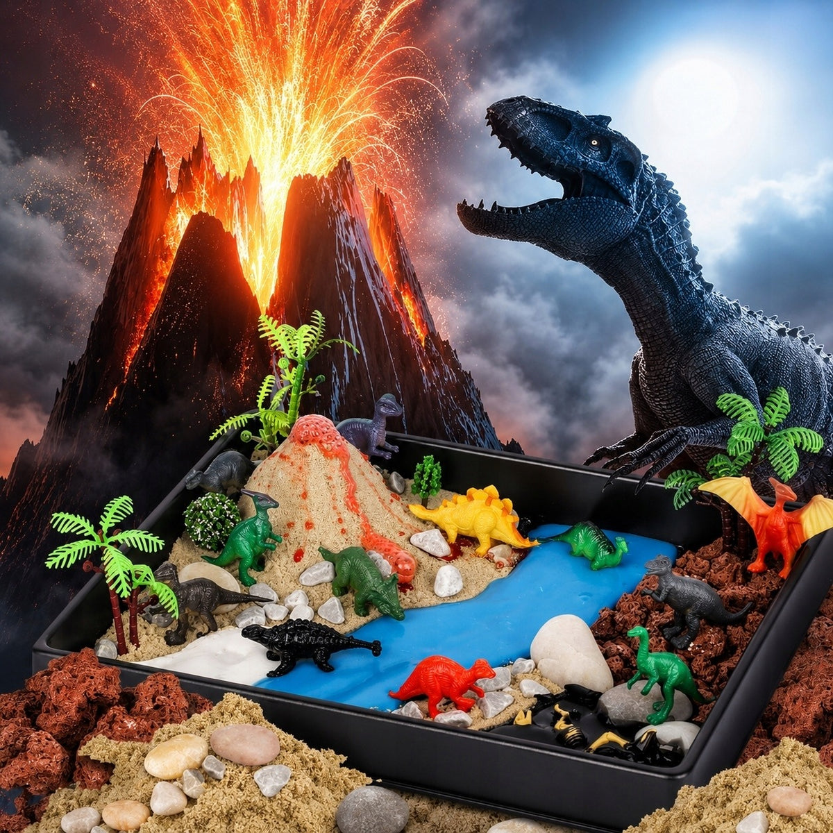 Dinosaur Breeding Set Volcano Figurines Educational Toy Creative World Product weight with unit packaging 1.6 kg