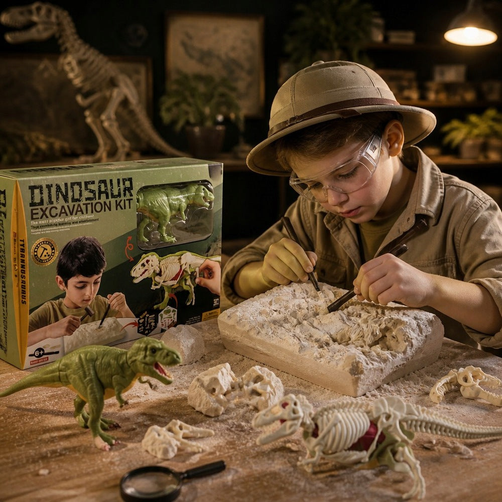 Dinosaur Excavation Fossil Small Archaeologist Skeleton Model 3D For Children Packaging status original