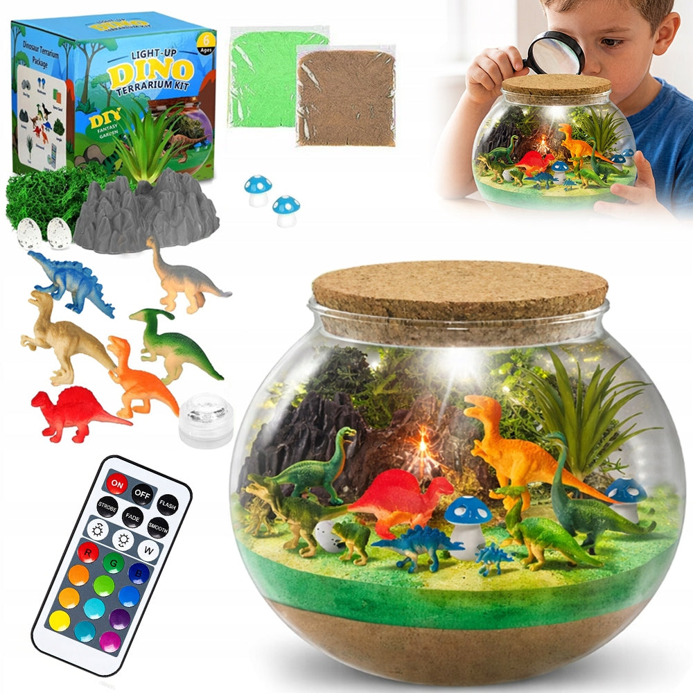 Dinosaur Terrarium Set Creative LED Remote Control Light with Figurines Brand no brand