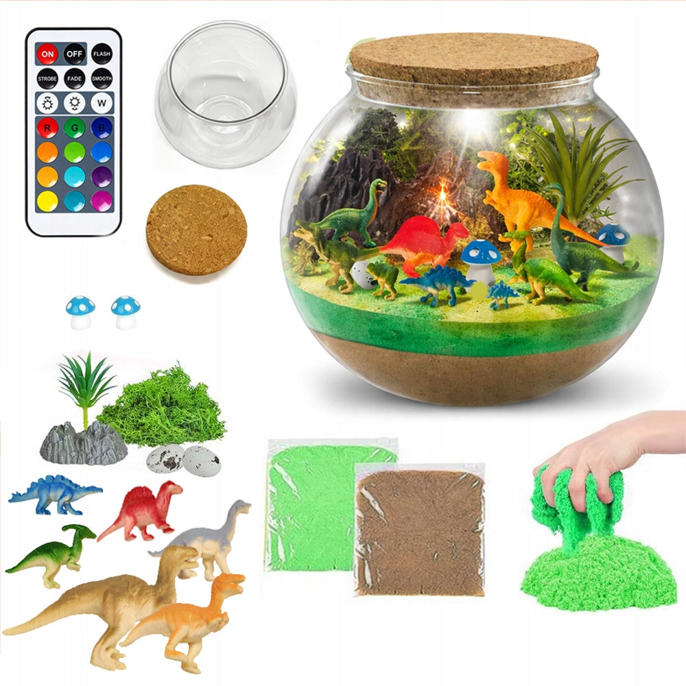 Dinosaur Terrarium Set Creative LED Remote Control Light with Figurines
