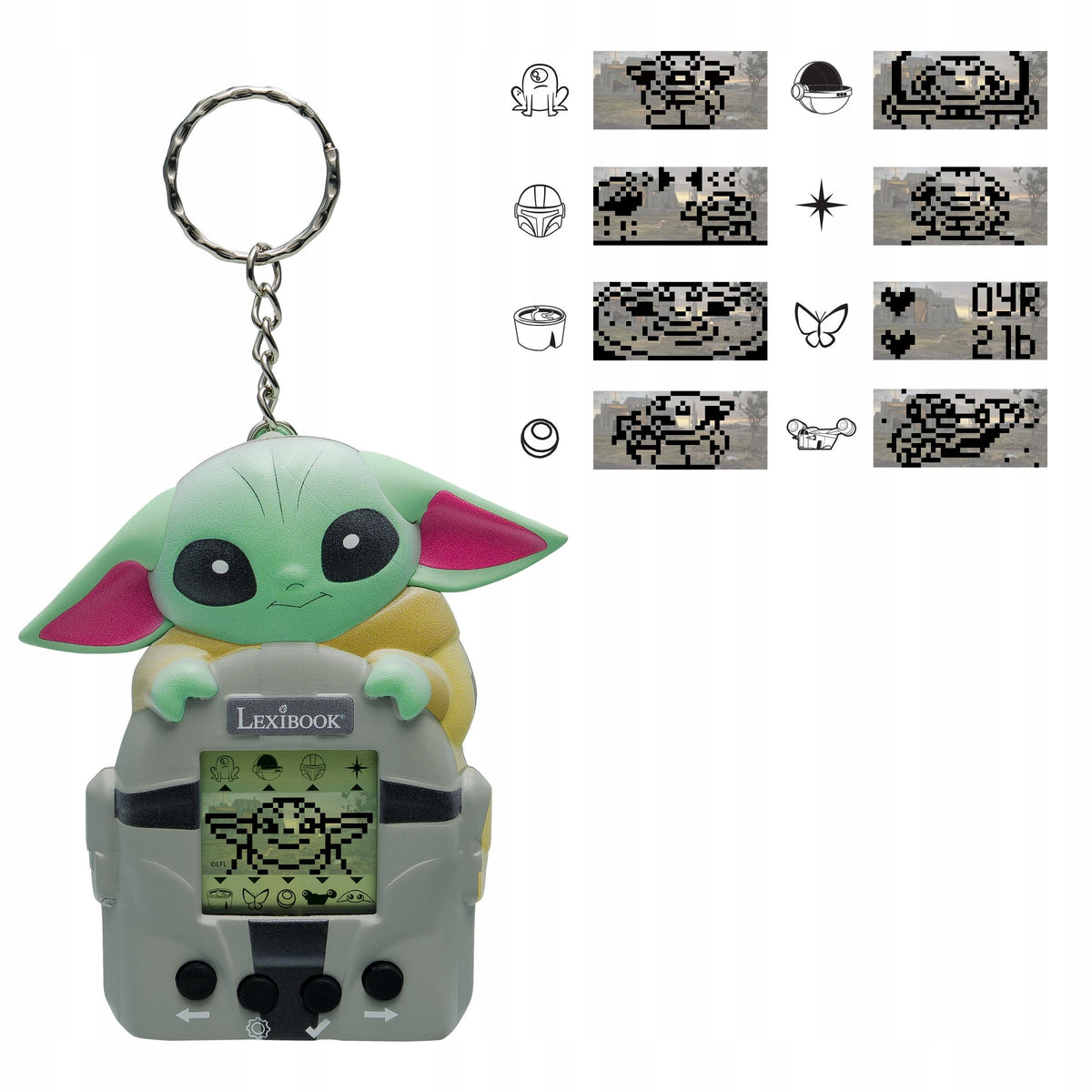 Disney Star Wars Mandalorian Grogu LCD Console, 3 games like tamagotchi Brand Lexibook