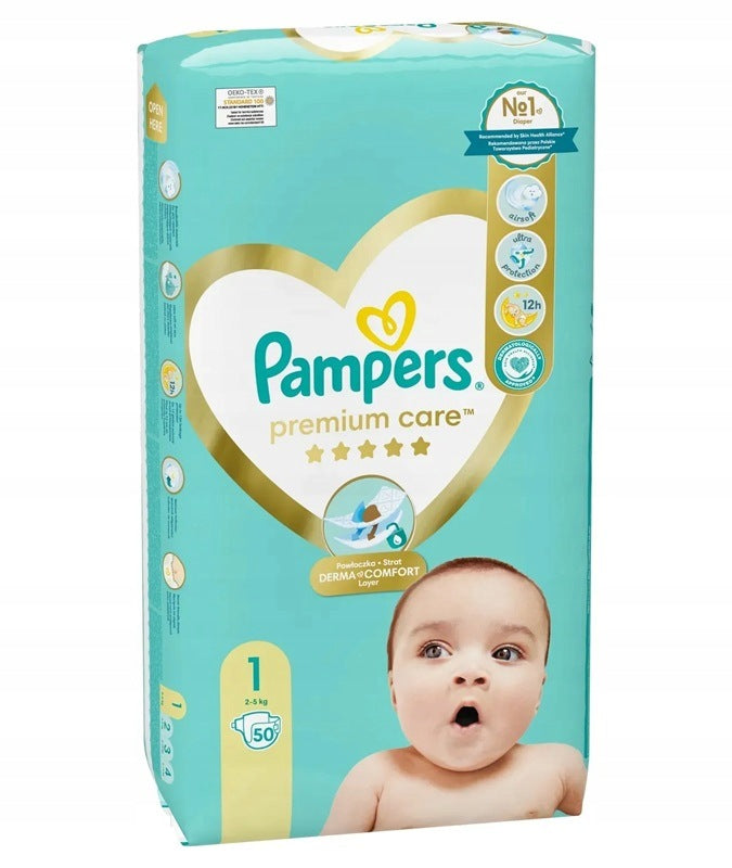 Disposable Diapers Pampers Premium Care S1 50pcs Diapers Pampersy Manufacturer code 8006540858035
