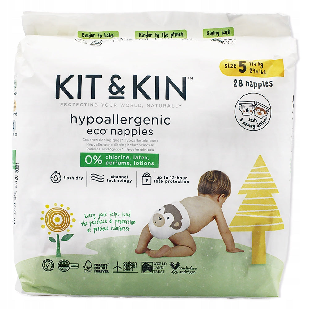 Disposable diapers Kit&Kit eco-friendly children size 5 absorbent 28 pcs.
